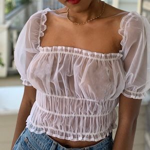 White Mesh Top
